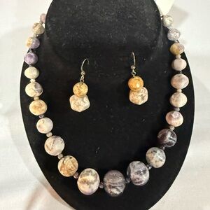 ✨ Mongolian Fluorite Necklace & Earrings Set ✨